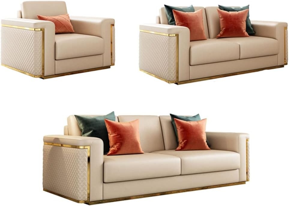Living Room 3 Seat Lounge Sofa Mid-Century Sofa Modular Furniture First Floor Upholstered Leather Sofa