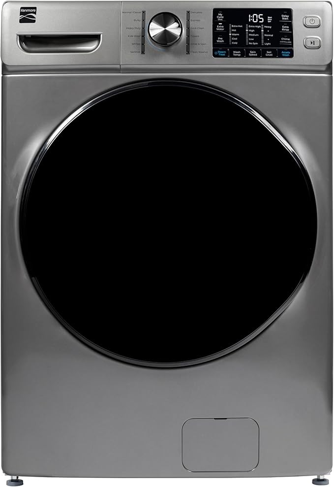 Kenmore 4.5 Cu. Ft. Front Load Washer with Stain Removing Steam Treatment - Sanitize Cycle - Reduce Laundry Time with Accela Wash - LED - ENERGY STAR Certified - Metallic Silver